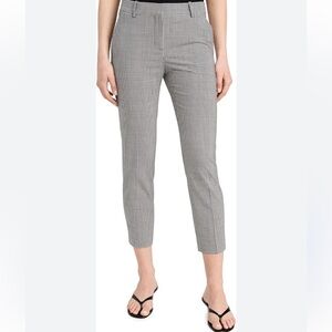 Theory Cropped Micro Plaid Stretch Black White Checkered Pants Women's‎ 12 EUC